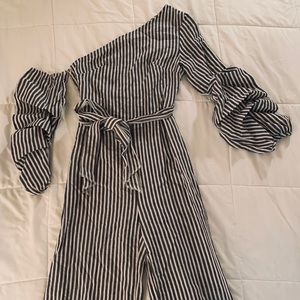Women’s Size Small One Shoulder Striped Jumpsuit